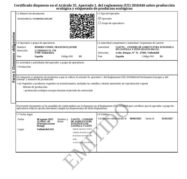 certificado ecológico